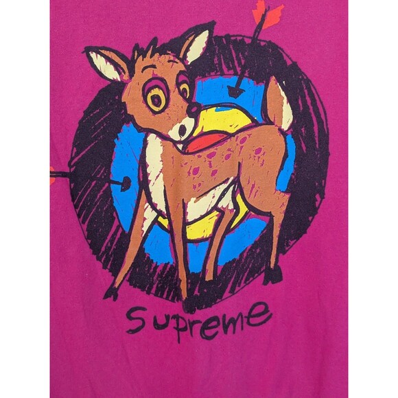 Supreme Men's Pink Deer Graphic Front And Back Crewneck T-Shirt Size L - Picture 7 of 7